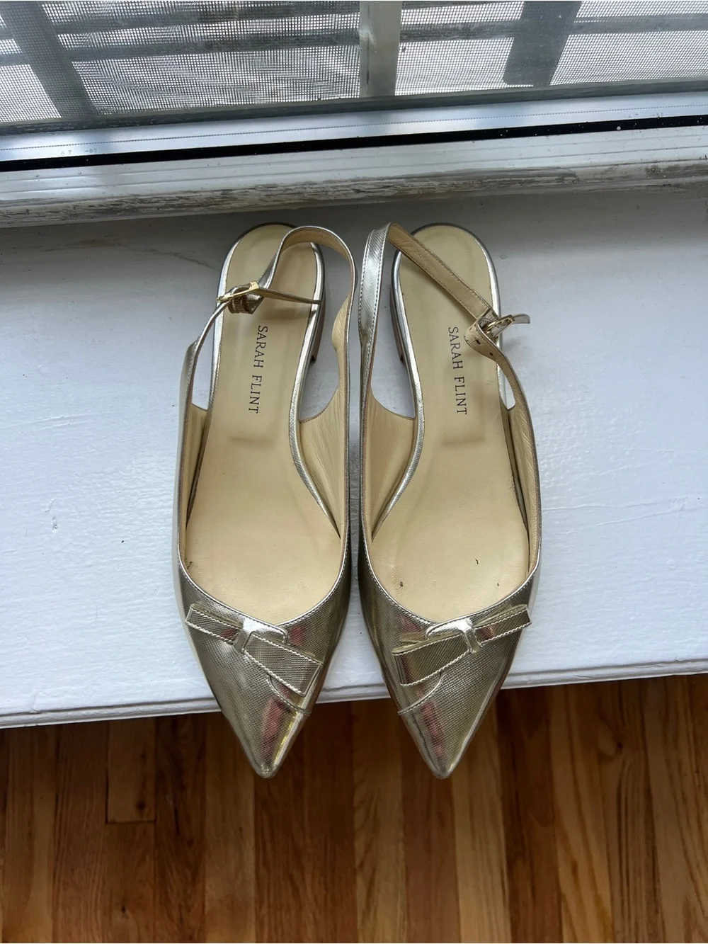 Sarah Flint Natalie Slingbacks in Gold Saffiano